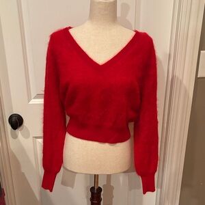JCrew brushed cashmere Red V-Neck Women's Sweater NWT